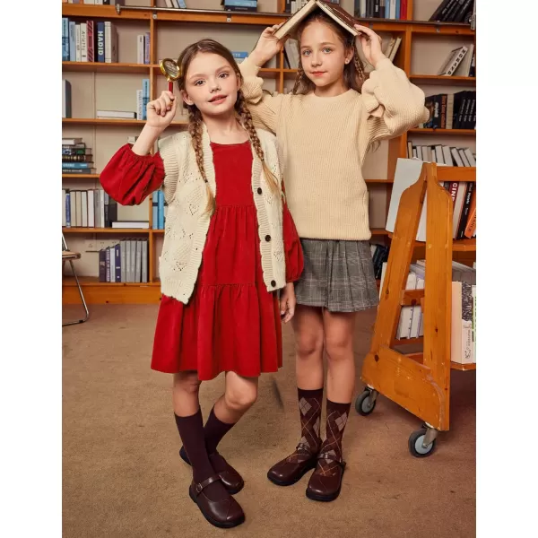 Arshiner Girls Dress Long Sleeve A Line Loose Swing Ruffle Tunic Dresses