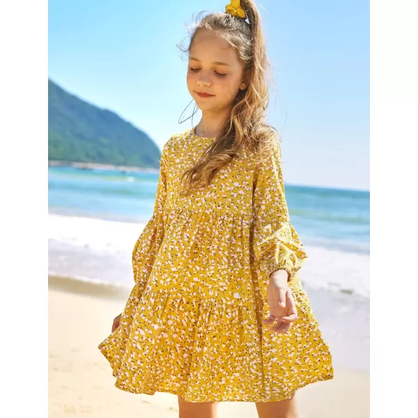 Arshiner Girls Dress Long Sleeve A Line Loose Swing Ruffle Tunic Dresses