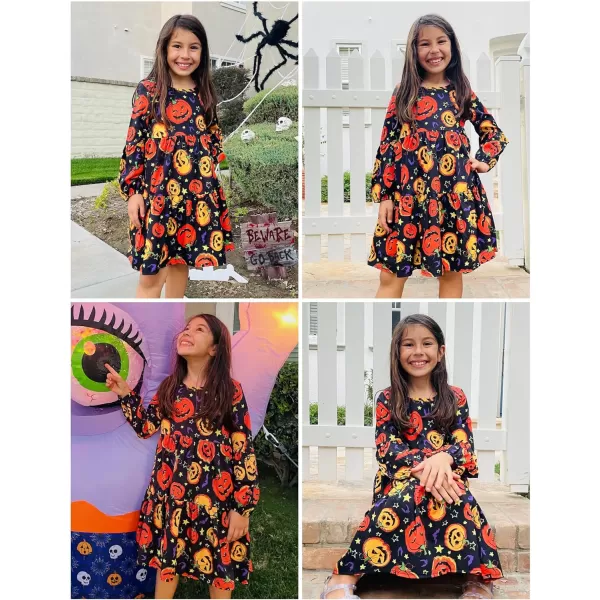 Arshiner Girls Dress Long Sleeve A Line Loose Swing Ruffle Tunic Dresses