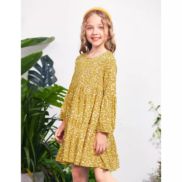 Arshiner Girls Dress Long Sleeve A Line Loose Swing Ruffle Tunic Dresses