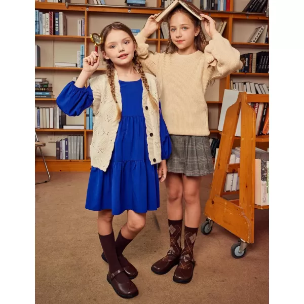 Arshiner Girls Dress Long Sleeve A Line Loose Swing Ruffle Tunic Dresses