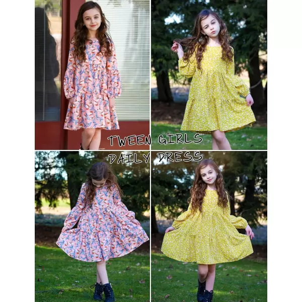 Arshiner Girls Dress Long Sleeve A Line Loose Swing Ruffle Tunic Dresses