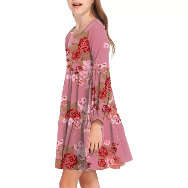 Arshiner Girls Dress Long Sleeve A Line Loose Swing Ruffle Tunic Dresses
