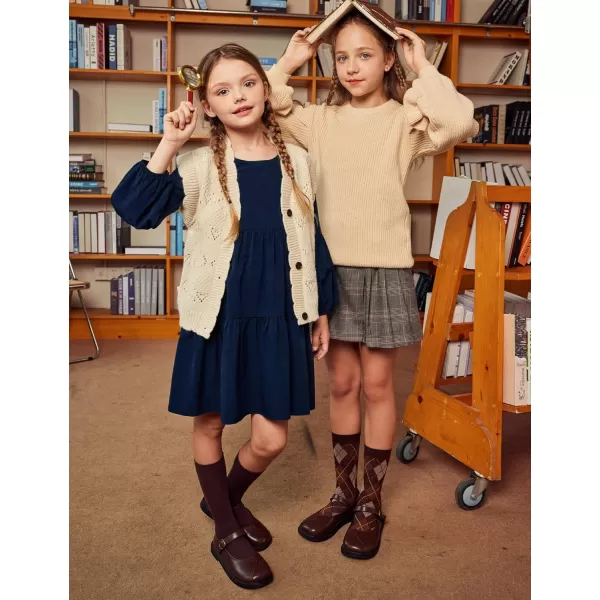 Arshiner Girls Dress Long Sleeve A Line Loose Swing Ruffle Tunic Dresses