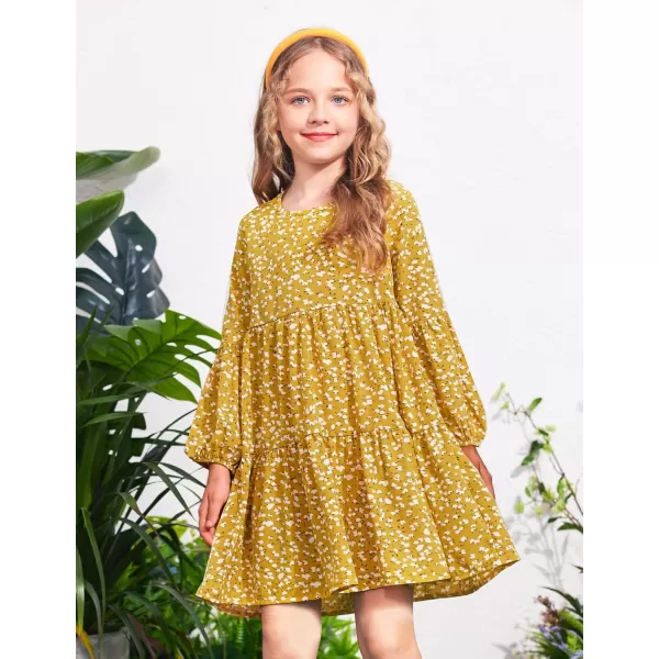 Arshiner Girls Dress Long Sleeve A Line Loose Swing Ruffle Tunic Dresses