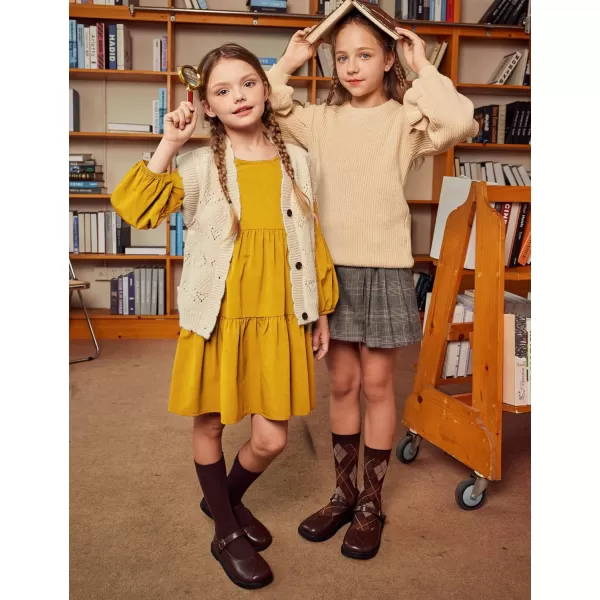 Arshiner Girls Dress Long Sleeve A Line Loose Swing Ruffle Tunic Dresses