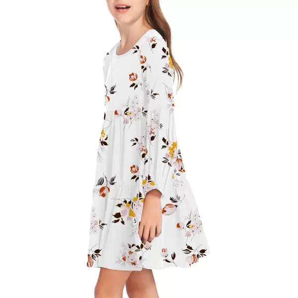 Arshiner Girls Dress Long Sleeve A Line Loose Swing Ruffle Tunic Dresses
