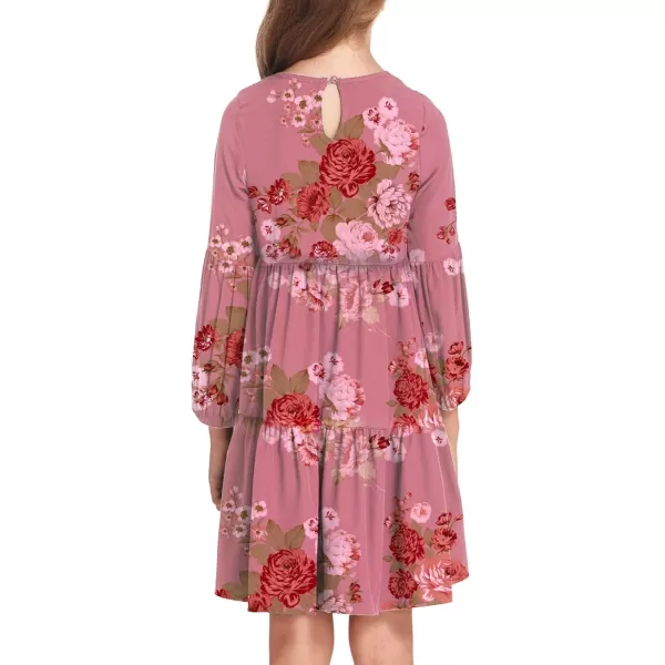 Arshiner Girls Dress Long Sleeve A Line Loose Swing Ruffle Tunic Dresses