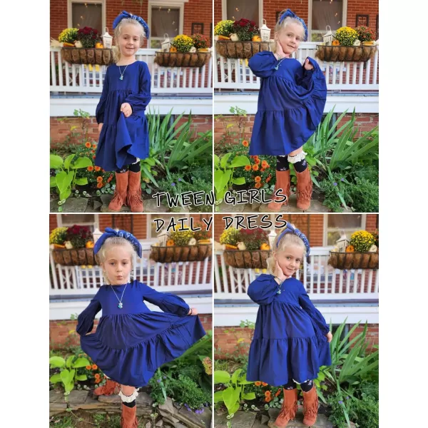 Arshiner Girls Dress Long Sleeve A Line Loose Swing Ruffle Tunic Dresses