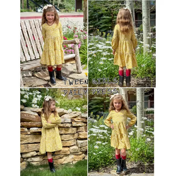 Arshiner Girls Dress Long Sleeve A Line Loose Swing Ruffle Tunic Dresses