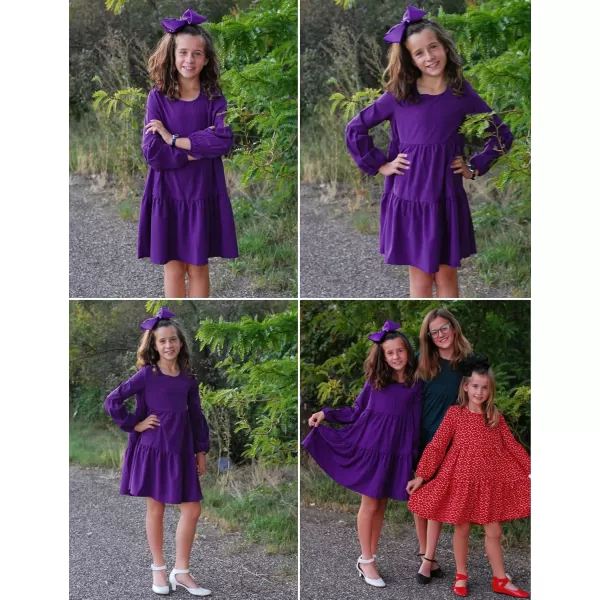 Arshiner Girls Dress Long Sleeve A Line Loose Swing Ruffle Tunic Dresses