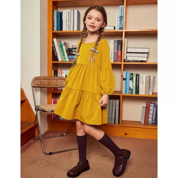 Arshiner Girls Dress Long Sleeve A Line Loose Swing Ruffle Tunic Dresses