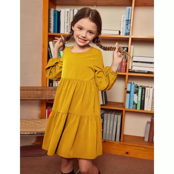 Arshiner Girls Dress Long Sleeve A Line Loose Swing Ruffle Tunic Dresses