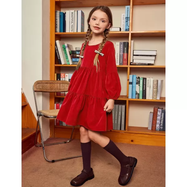 Arshiner Girls Dress Long Sleeve A Line Loose Swing Ruffle Tunic Dresses