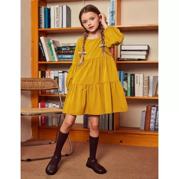 Arshiner Girls Dress Long Sleeve A Line Loose Swing Ruffle Tunic Dresses