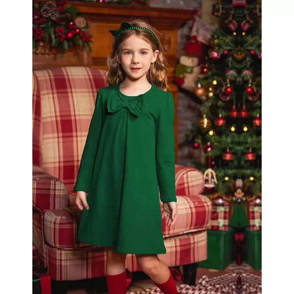 Arshiner Girls Dress Long Sleeve Solid Tunic Dress for Girls with Big Bow Tie