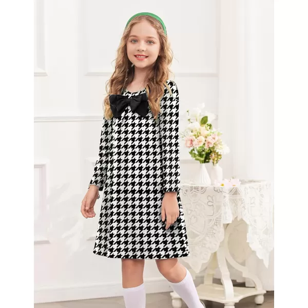 Arshiner Girls Dress Long Sleeve Solid Tunic Dress for Girls with Big Bow Tie