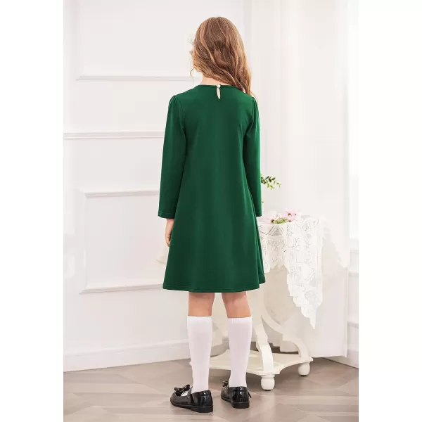 Arshiner Girls Dress Long Sleeve Solid Tunic Dress for Girls with Big Bow Tie
