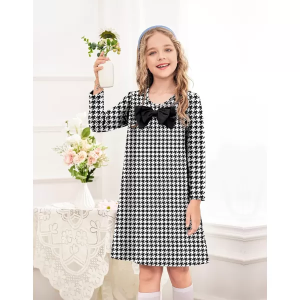 Arshiner Girls Dress Long Sleeve Solid Tunic Dress for Girls with Big Bow Tie