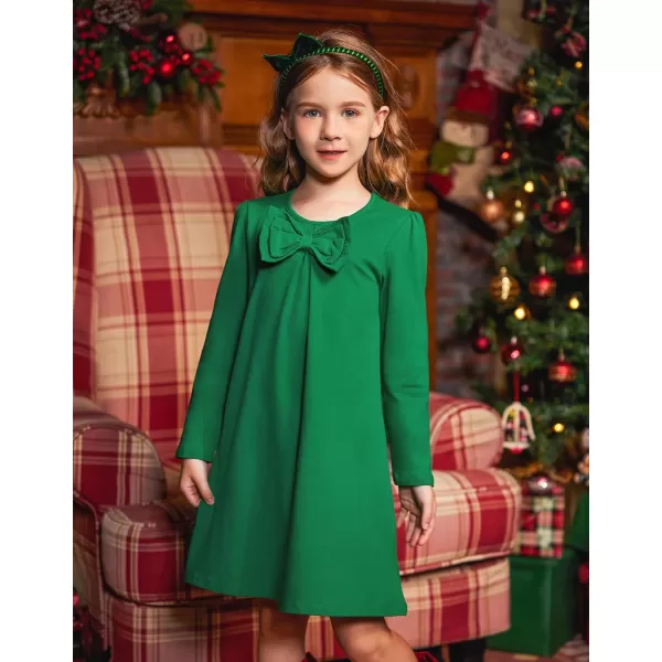 Arshiner Girls Dress Long Sleeve Solid Tunic Dress for Girls with Big Bow Tie
