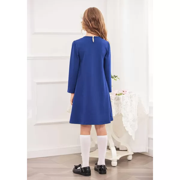 Arshiner Girls Dress Long Sleeve Solid Tunic Dress for Girls with Big Bow Tie