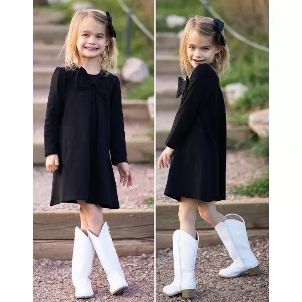 Arshiner Girls Dress Long Sleeve Solid Tunic Dress for Girls with Big Bow Tie