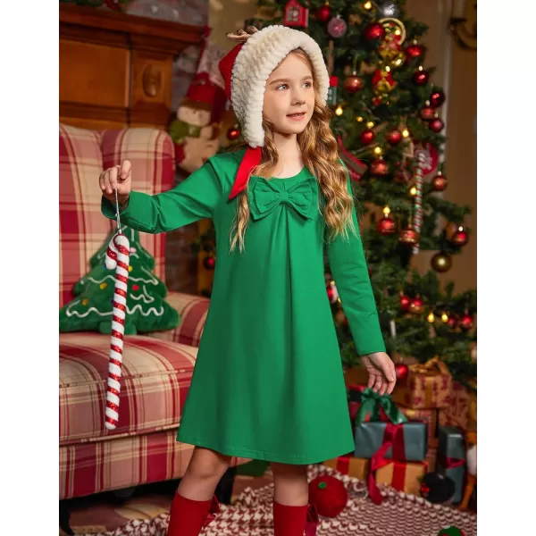 Arshiner Girls Dress Long Sleeve Solid Tunic Dress for Girls with Big Bow Tie