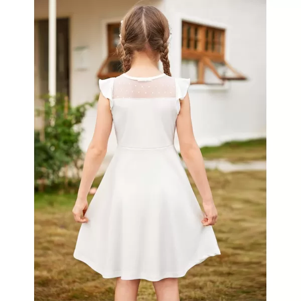 Arshiner Girls Dress Summer Ruffle Sleeve Mesh A Line Casual Party Dresses with Pockets 6-13 Years