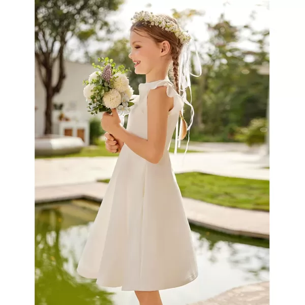 Arshiner Girls Dress Summer Ruffle Sleeve Mesh A Line Casual Party Dresses with Pockets 6-13 Years