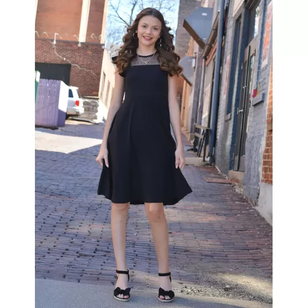 Arshiner Girls Dress Summer Ruffle Sleeve Mesh A Line Casual Party Dresses with Pockets 6-13 Years