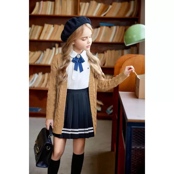 Arshiner Girls Open Front Cardigan Long Sleeve Casual Kids Fall Clothes Solid Thick Chunky Sweater Coat with Pockets