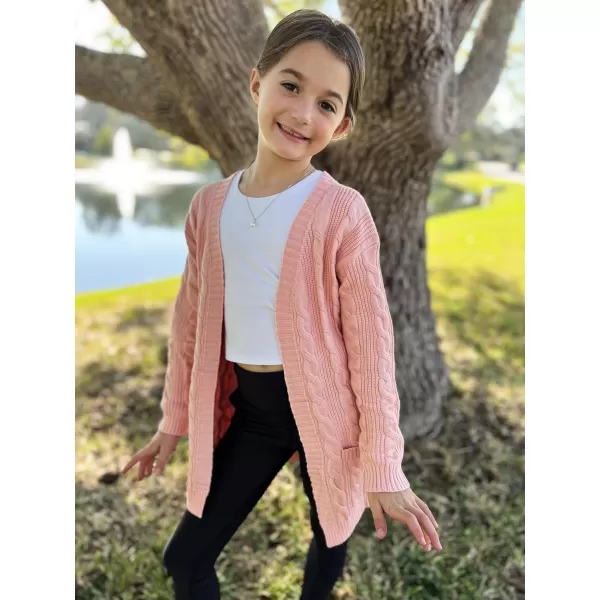 Arshiner Girls Open Front Cardigan Long Sleeve Casual Kids Fall Clothes Solid Thick Chunky Sweater Coat with Pockets