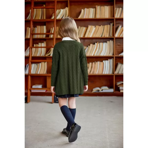 Arshiner Girls Open Front Cardigan Long Sleeve Casual Kids Fall Clothes Solid Thick Chunky Sweater Coat with Pockets