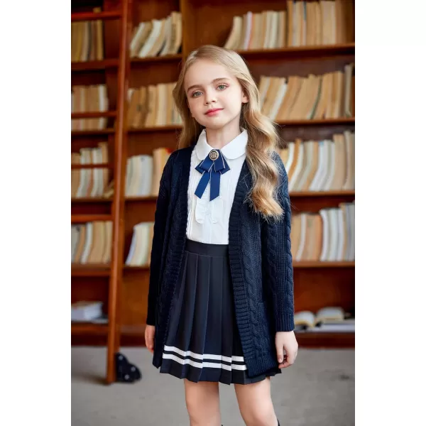 Arshiner Girls Open Front Cardigan Long Sleeve Casual Kids Fall Clothes Solid Thick Chunky Sweater Coat with Pockets