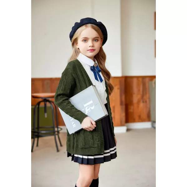 Arshiner Girls Open Front Cardigan Long Sleeve Casual Kids Fall Clothes Solid Thick Chunky Sweater Coat with Pockets