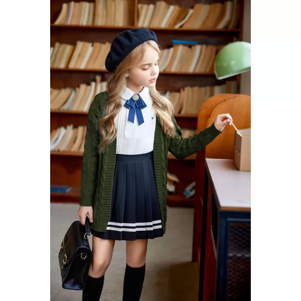 Arshiner Girls Open Front Cardigan Long Sleeve Casual Kids Fall Clothes Solid Thick Chunky Sweater Coat with Pockets