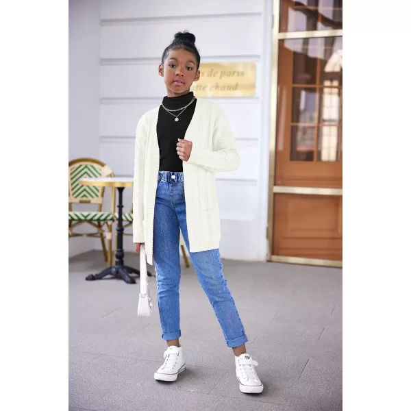 Arshiner Girls Open Front Cardigan Long Sleeve Casual Kids Fall Clothes Solid Thick Chunky Sweater Coat with Pockets
