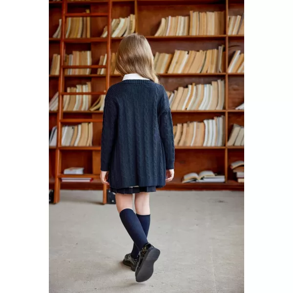 Arshiner Girls Open Front Cardigan Long Sleeve Casual Kids Fall Clothes Solid Thick Chunky Sweater Coat with Pockets