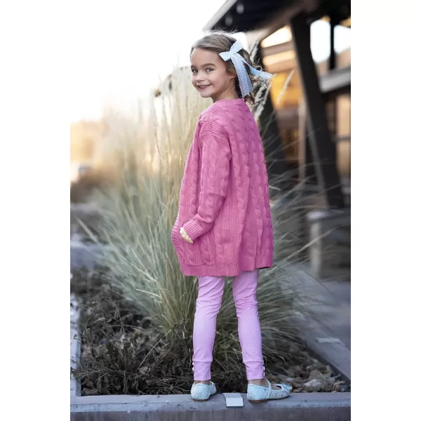 Arshiner Girls Open Front Cardigan Long Sleeve Casual Kids Fall Clothes Solid Thick Chunky Sweater Coat with Pockets