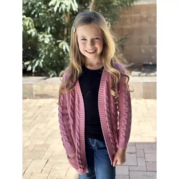 Arshiner Girls Open Front Cardigan Long Sleeve Casual Kids Fall Clothes Solid Thick Chunky Sweater Coat with Pockets