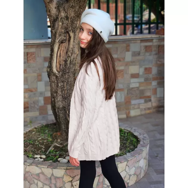 Arshiner Girls Open Front Cardigan Long Sleeve Casual Kids Fall Clothes Solid Thick Chunky Sweater Coat with Pockets