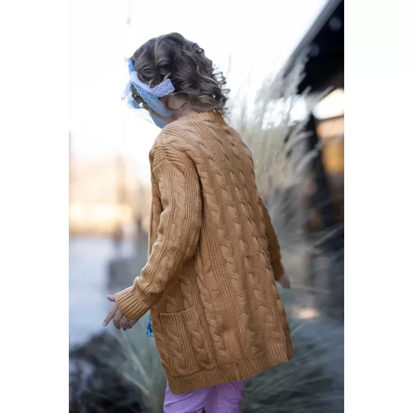 Arshiner Girls Open Front Cardigan Long Sleeve Casual Kids Fall Clothes Solid Thick Chunky Sweater Coat with Pockets