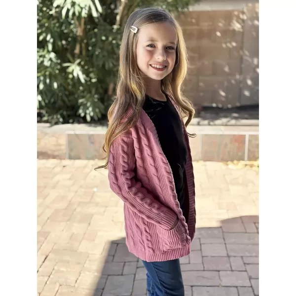 Arshiner Girls Open Front Cardigan Long Sleeve Casual Kids Fall Clothes Solid Thick Chunky Sweater Coat with Pockets