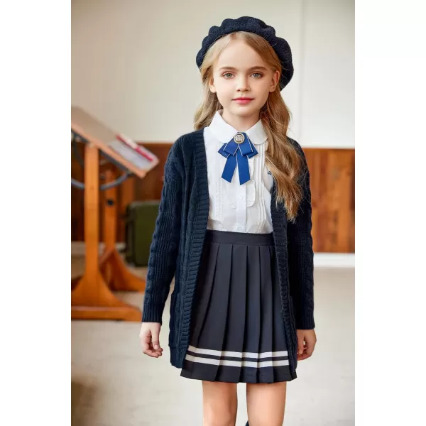 Arshiner Girls Open Front Cardigan Long Sleeve Casual Kids Fall Clothes Solid Thick Chunky Sweater Coat with Pockets