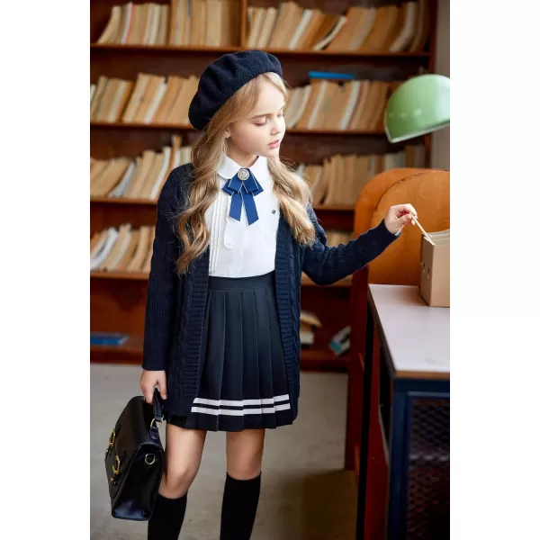 Arshiner Girls Open Front Cardigan Long Sleeve Casual Kids Fall Clothes Solid Thick Chunky Sweater Coat with Pockets