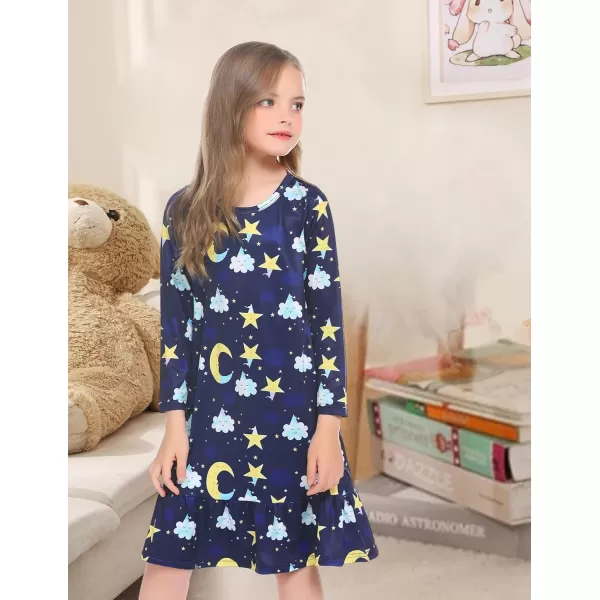 Arshiner Girls' Sleepwear Long Sleeve Cute Nightgown Nightie Pajama Dress