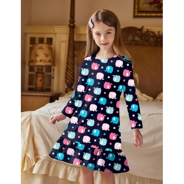 Arshiner Girls' Sleepwear Long Sleeve Cute Nightgown Nightie Pajama Dress