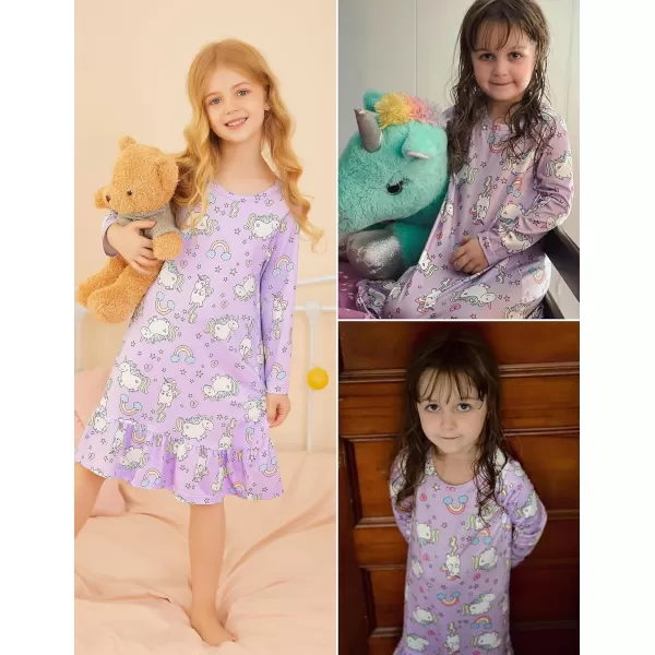 Arshiner Girls' Sleepwear Long Sleeve Cute Nightgown Nightie Pajama Dress