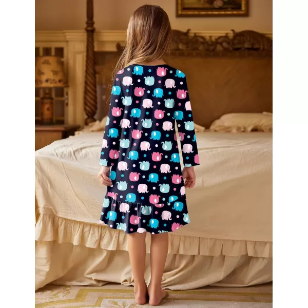 Arshiner Girls' Sleepwear Long Sleeve Cute Nightgown Nightie Pajama Dress