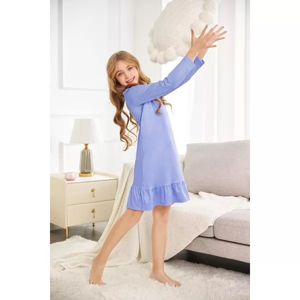 Arshiner Girls' Sleepwear Long Sleeve Cute Nightgown Nightie Pajama Dress